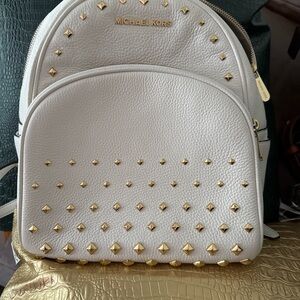 Michael Kors White Backpack with Gold Studs
